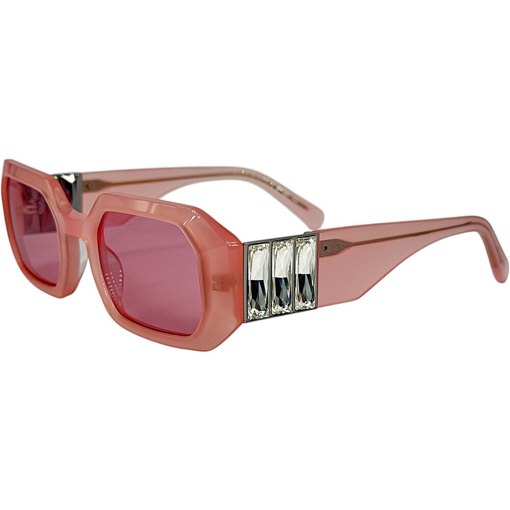 Swarovski SK0387 Womens Plastic Sunglass 72S Shiny Pink 50-23 Pink Lenses